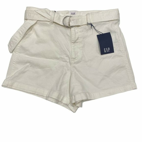 GAP Pants - NWT GAP Women's 4" High Rise Denim Shorts 14 White Belt Stretch #543270